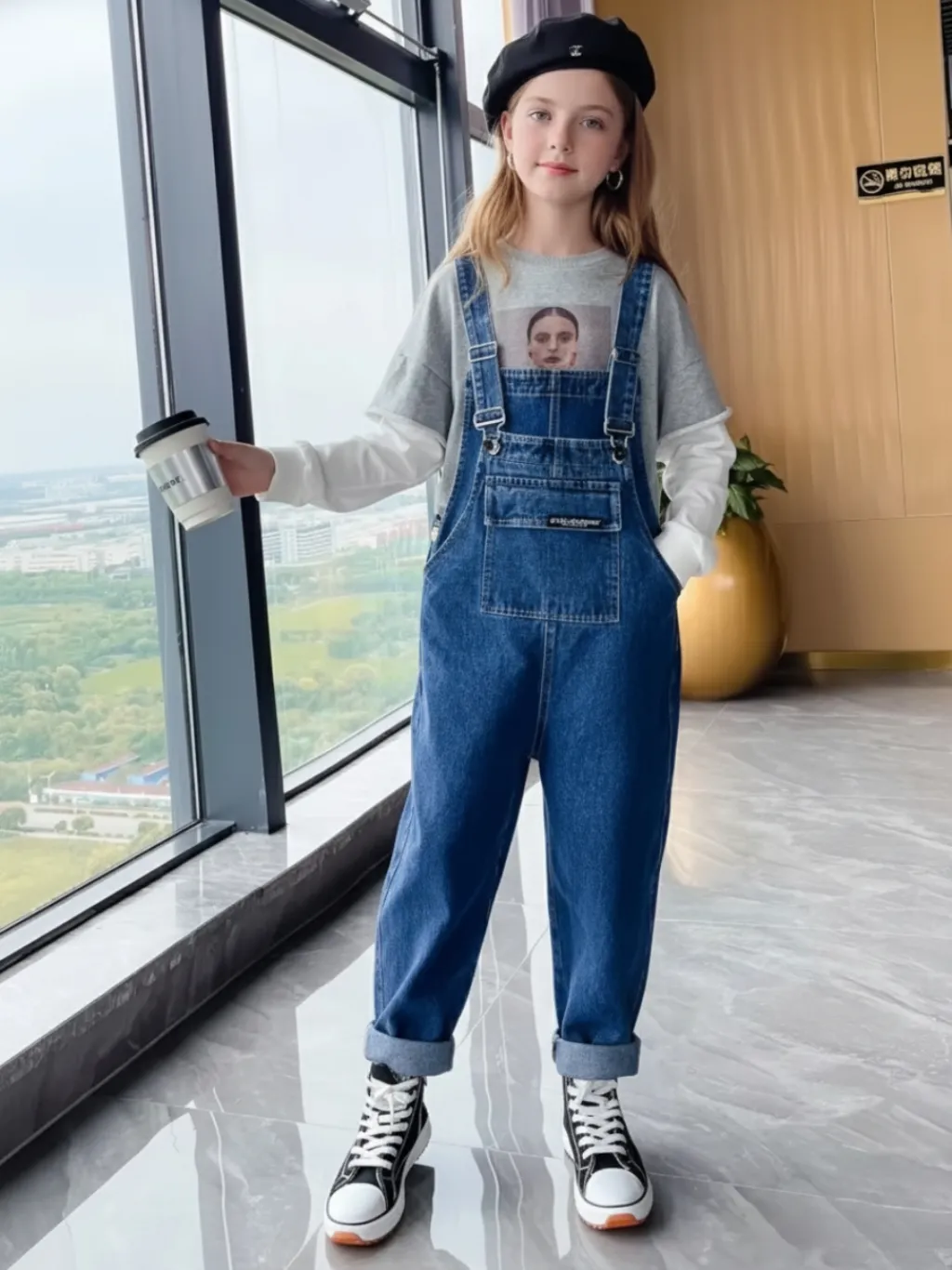 Girls' Raw Blue Denim Dungarees — a pair designed to be worn everywhere