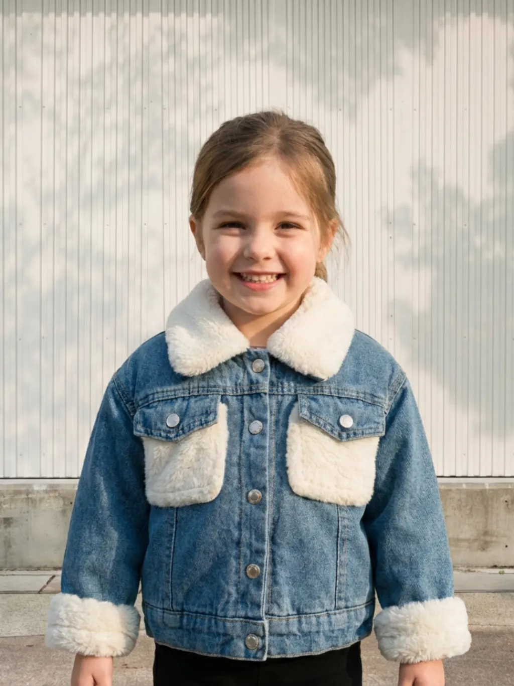 Girls' Denim Jacket with Cosy Sherpa Lining