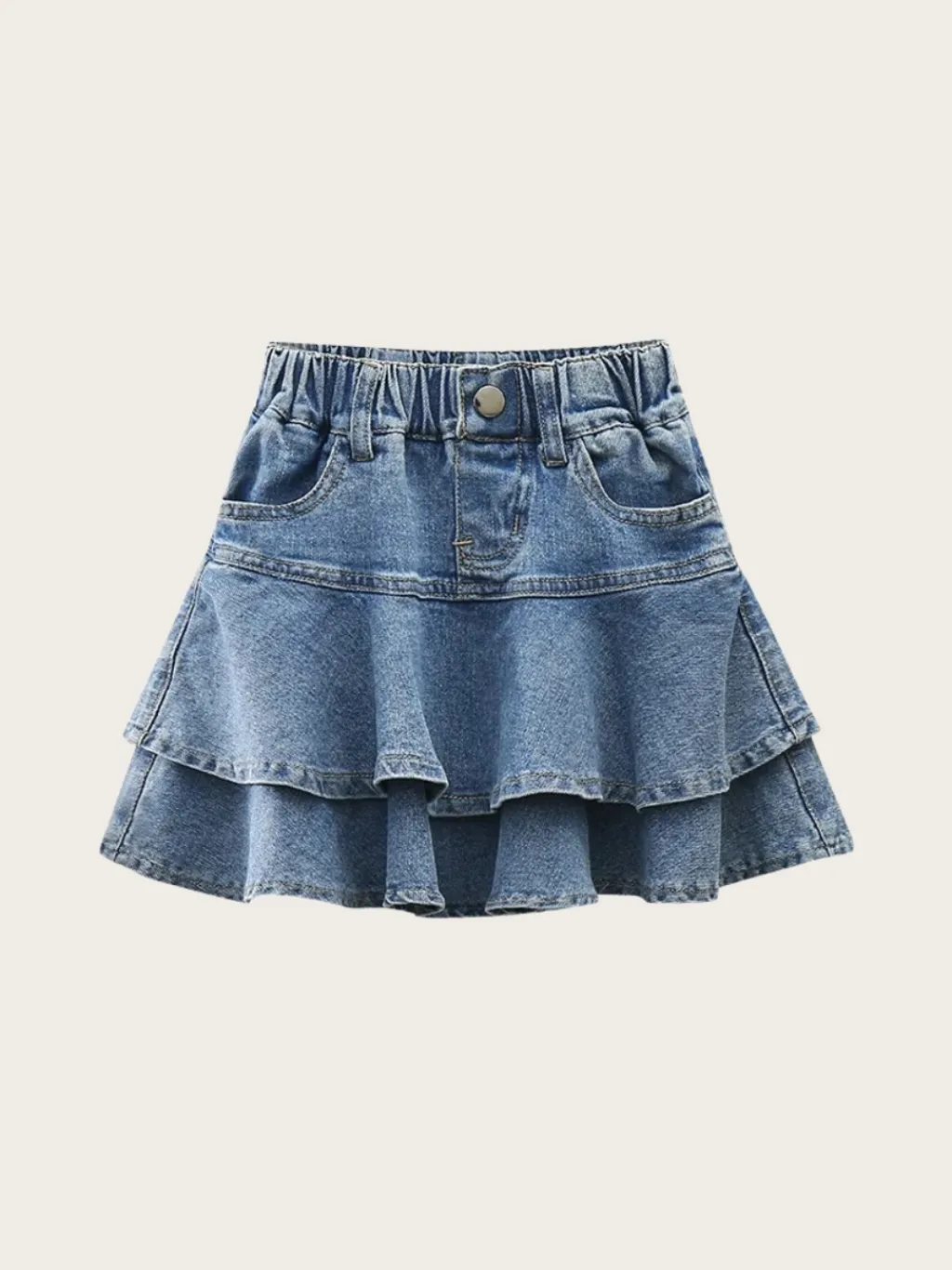 Girls' Short Denim Skirt with Ruffles — a pair designed to be worn everywhere