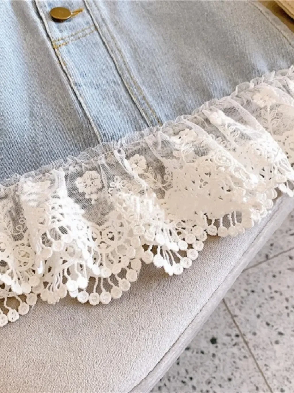 Girls' Sky Blue Denim Skirt with Lace Frill — endless ways to style it