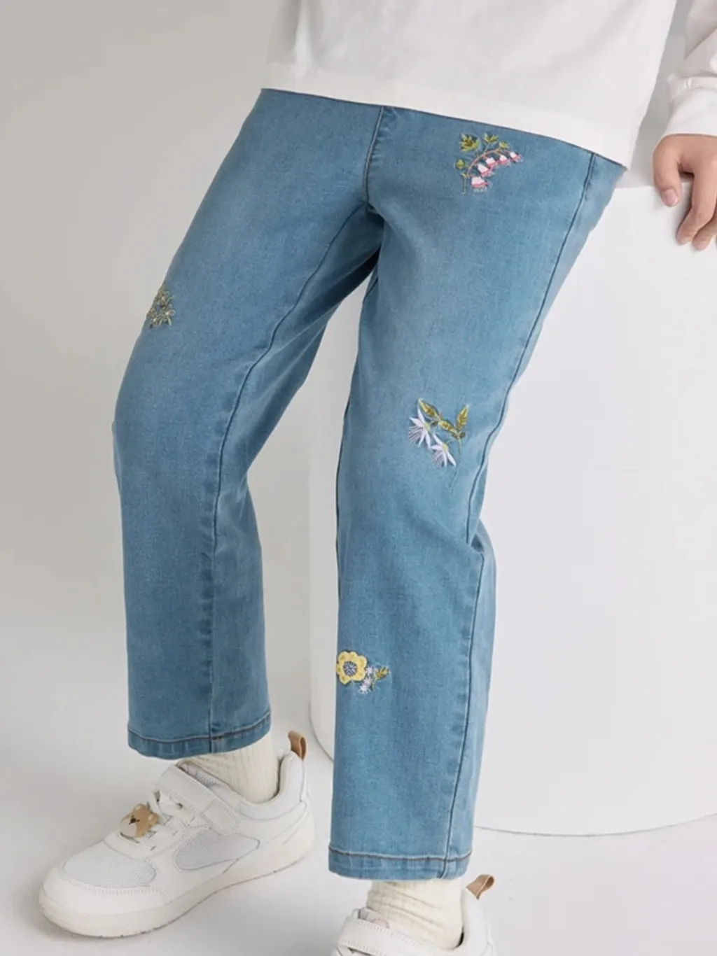 Girls' Straight-Leg Jeans with Floral Embroidery — quality denim, made to last