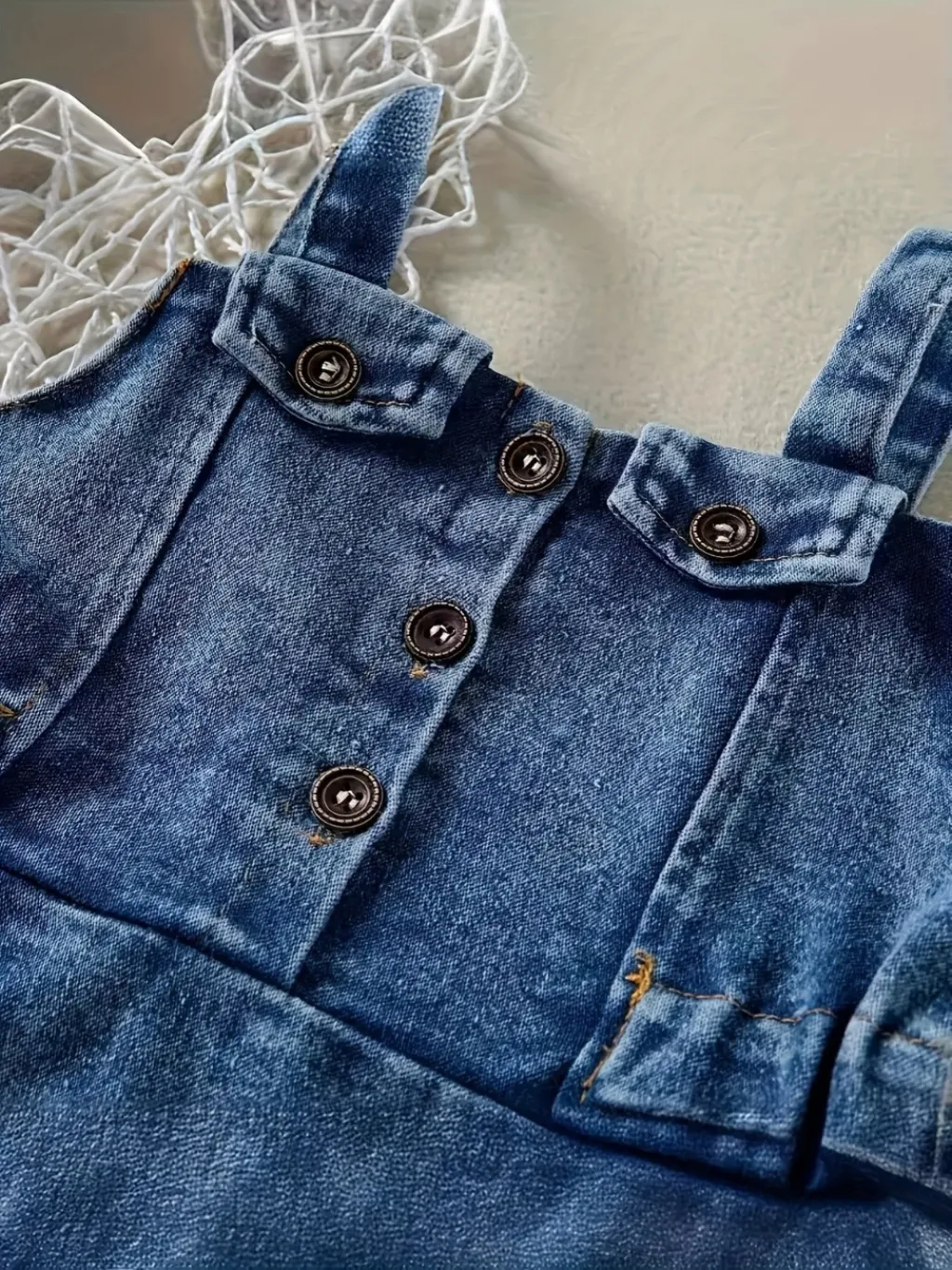 Girls' Denim Dress with Thin Straps and Ruffles — quality denim, made to last