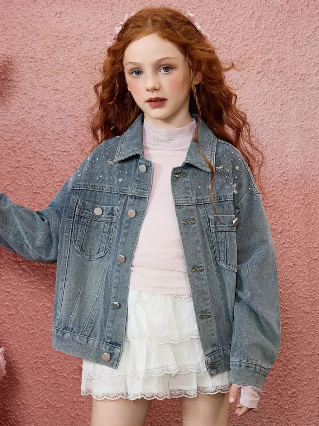 Girls' Vintage Blue Denim Jacket with Rhinestones — a pair designed to be worn everywhere