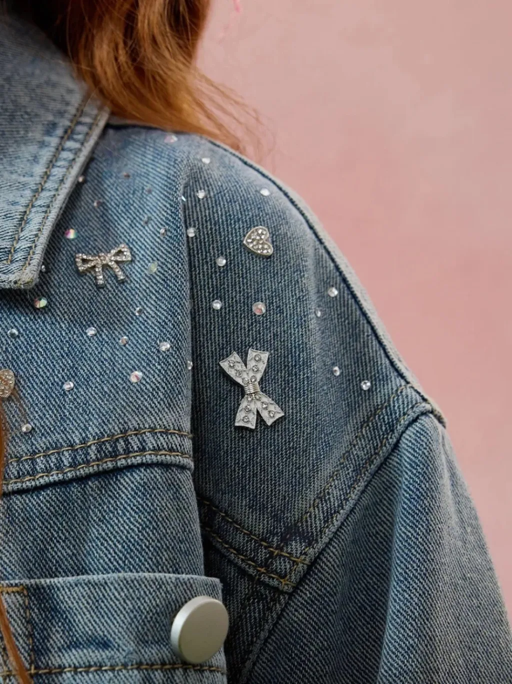Girls' Vintage Blue Denim Jacket with Rhinestones — quality denim, made to last