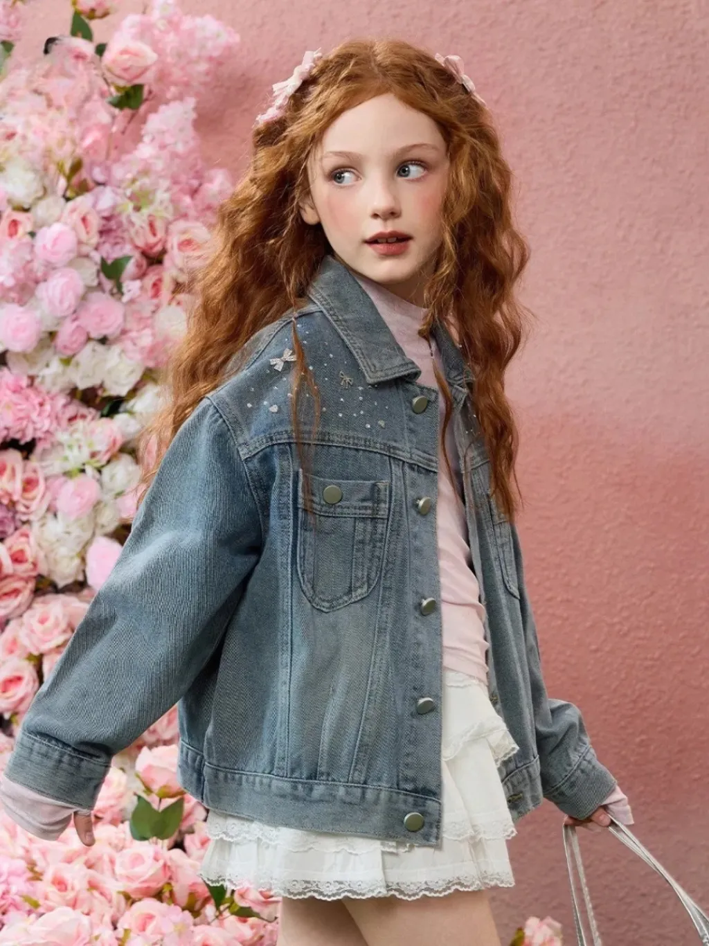 Girls' Vintage Blue Denim Jacket with Rhinestones — endless ways to style it