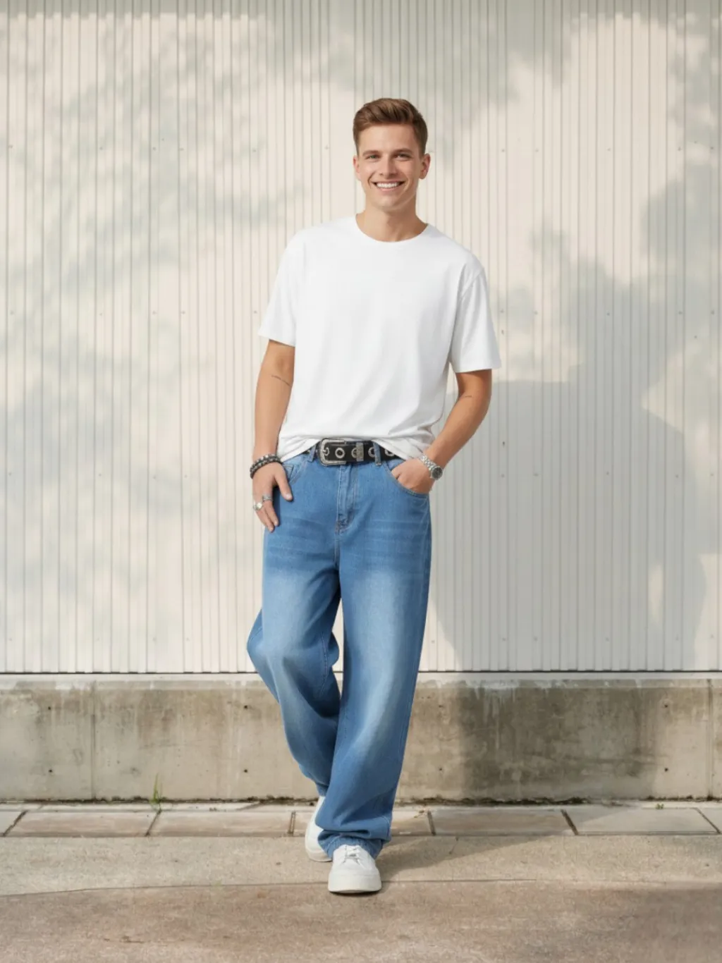 Heavy Hard-Wearing Blue Denim Skater Jeans