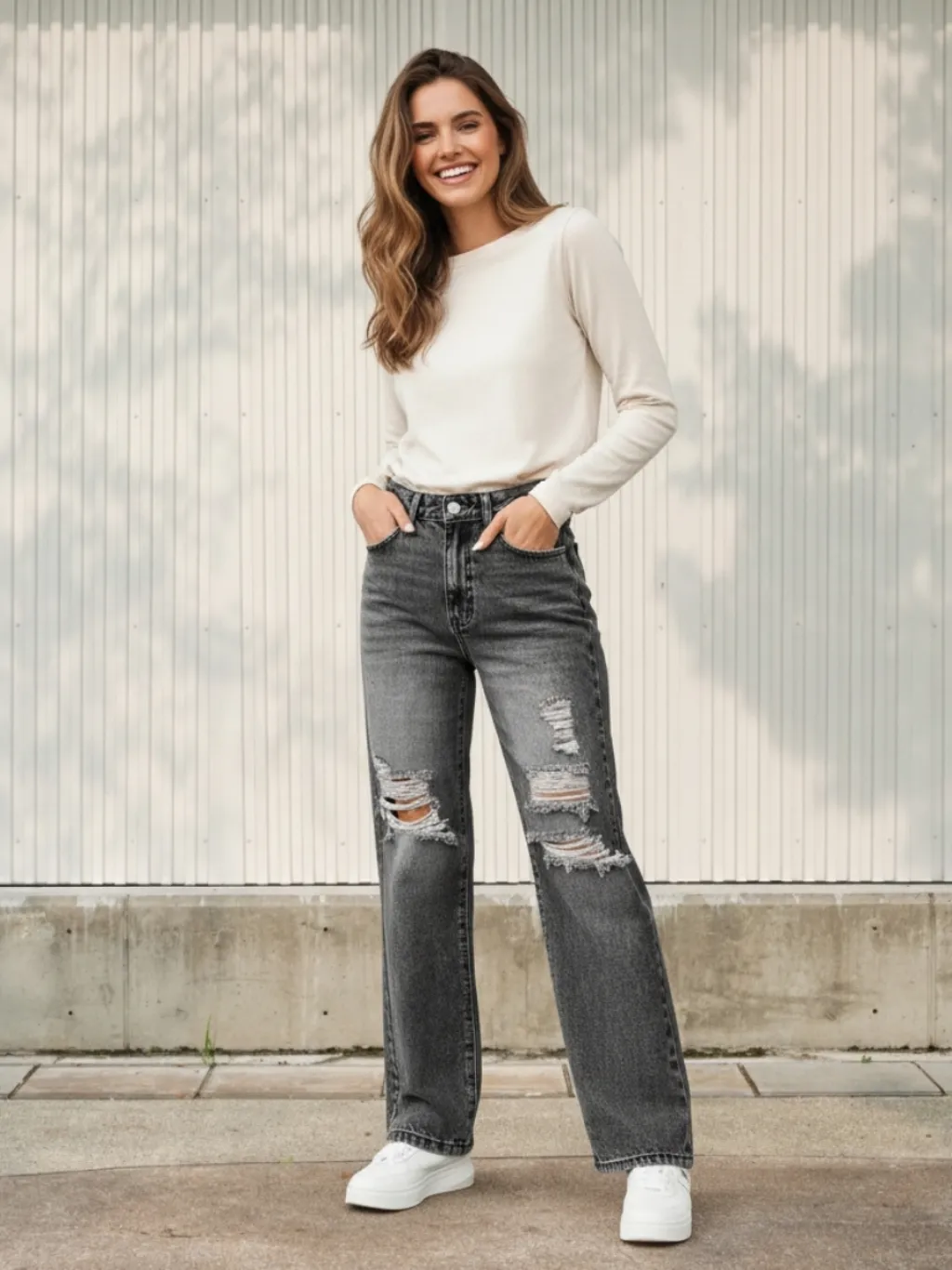 High-Waisted Ripped & Washed Boyfriend Jeans — a pair designed to be worn everywhere