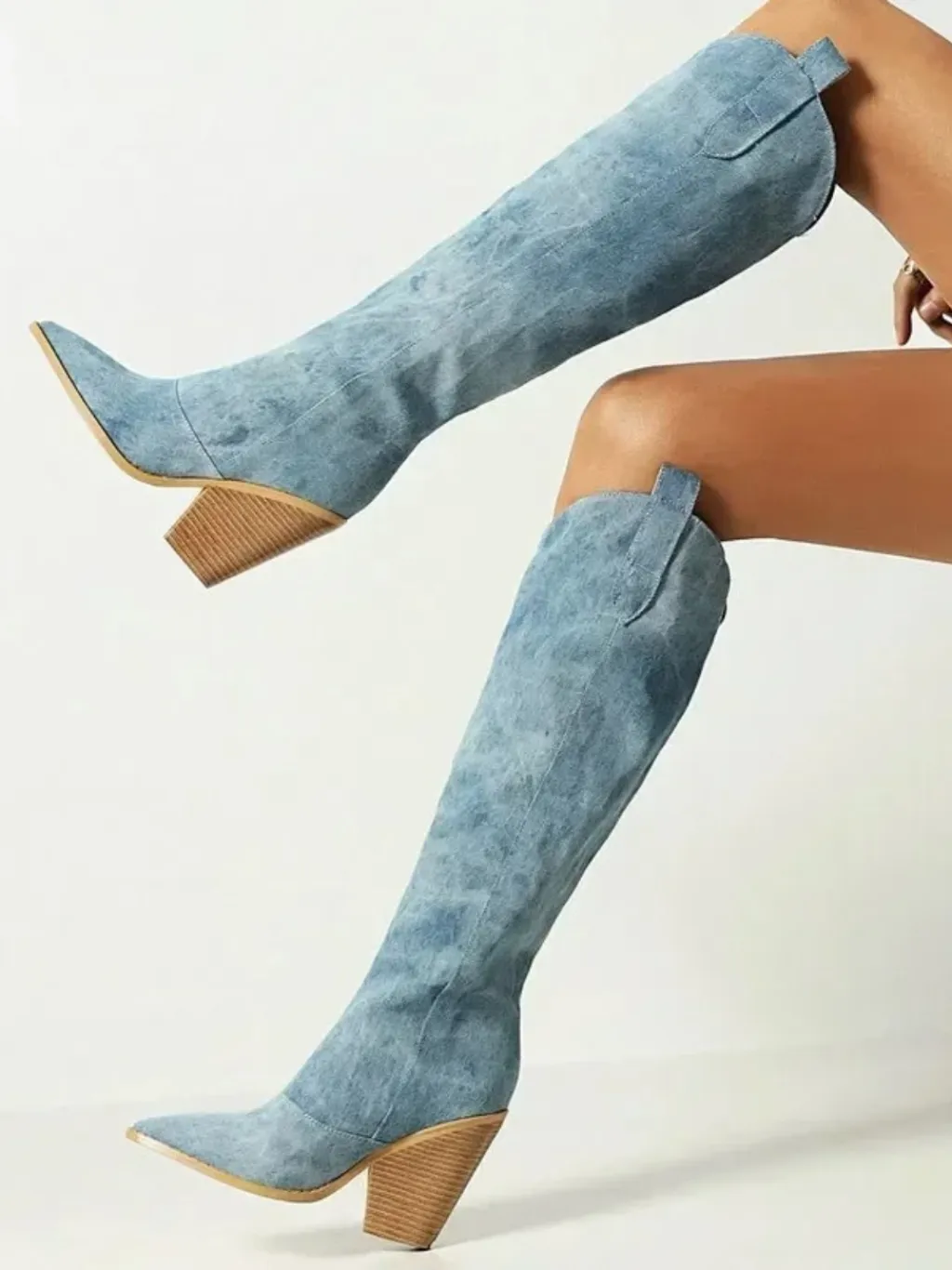 Light Blue Denim Western Cowboy Boots — a pair designed to be worn everywhere