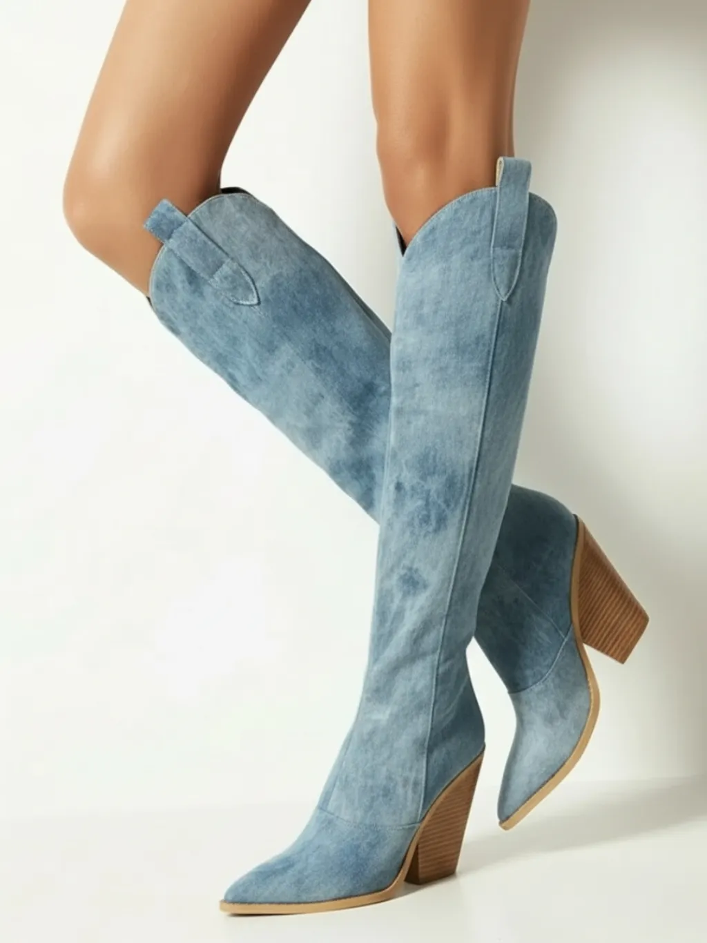 Light Blue Denim Western Cowboy Boots — quality denim, made to last