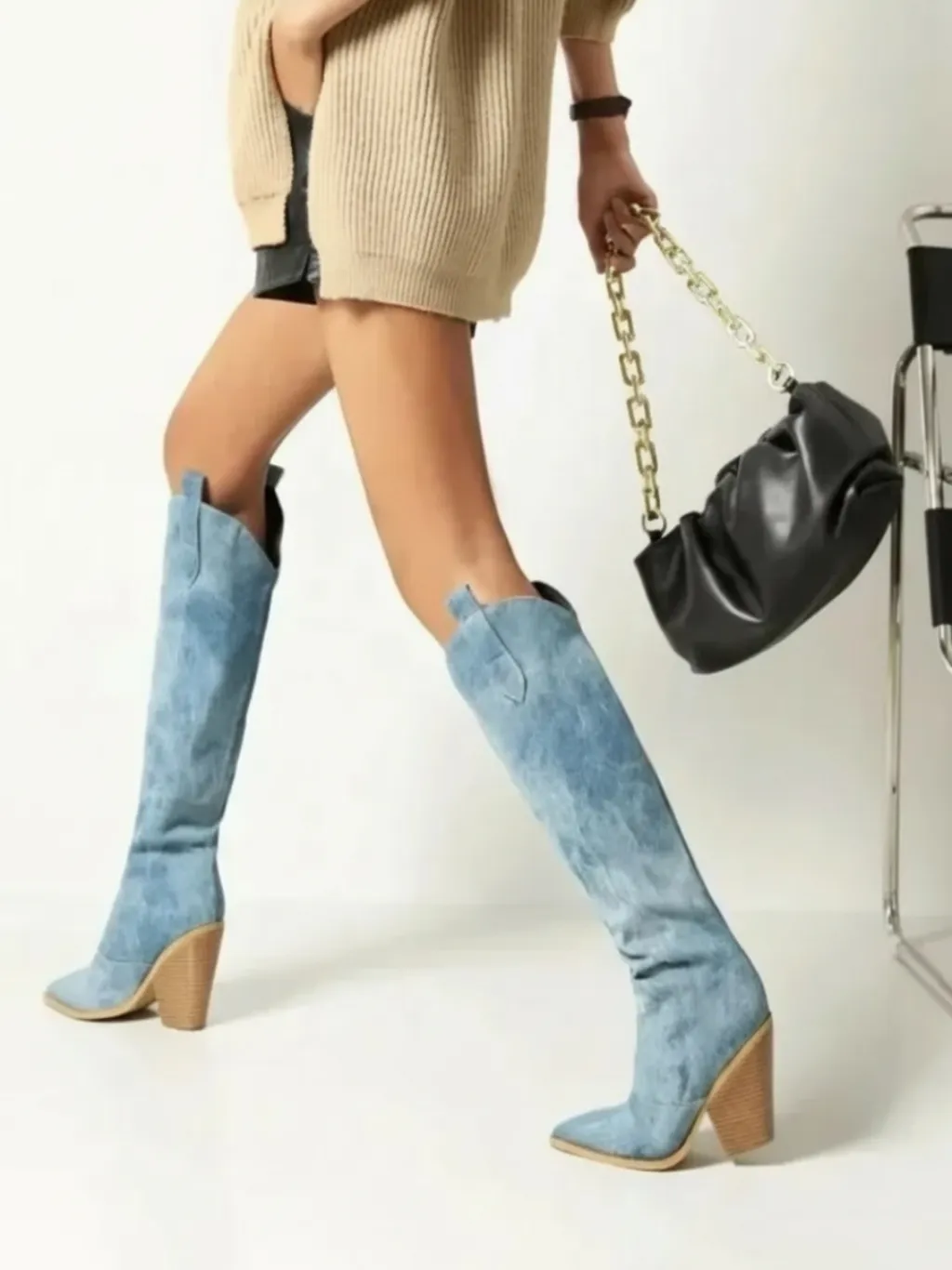 Light Blue Denim Western Cowboy Boots — endless ways to style it