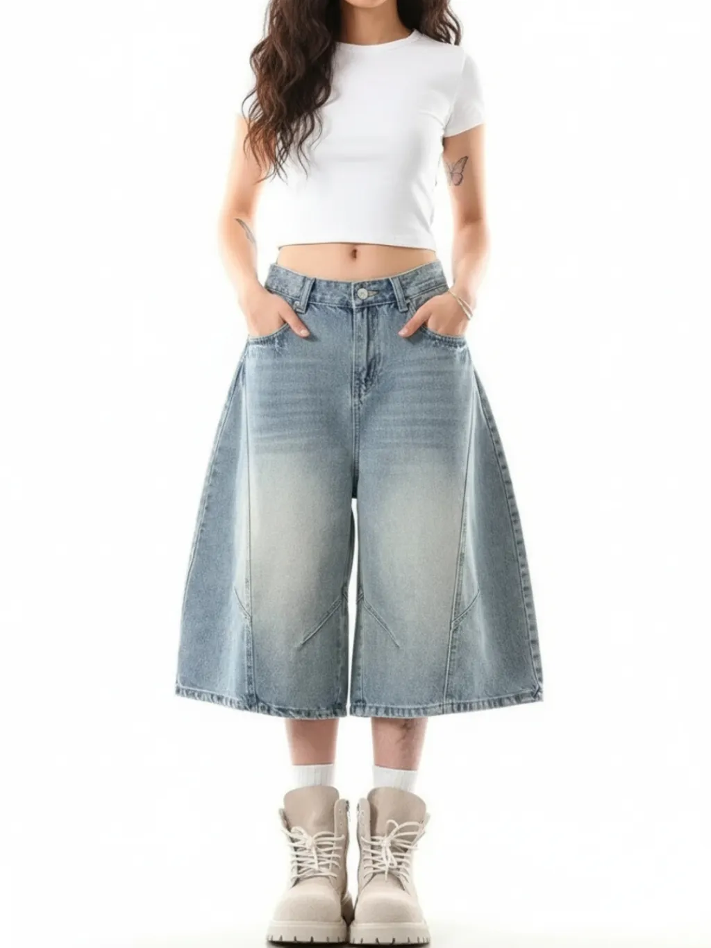 Light Washed Denim Balloon Skort — a pair designed to be worn everywhere