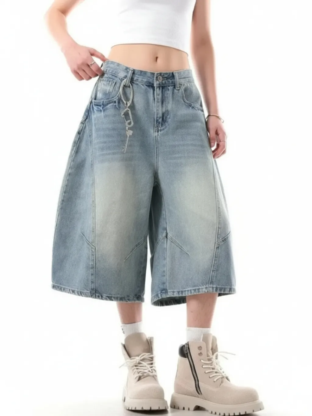 Light Washed Denim Balloon Skort — endless ways to style it