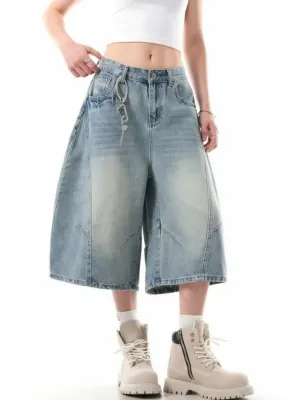 Light Washed Denim Balloon Skort — view 4