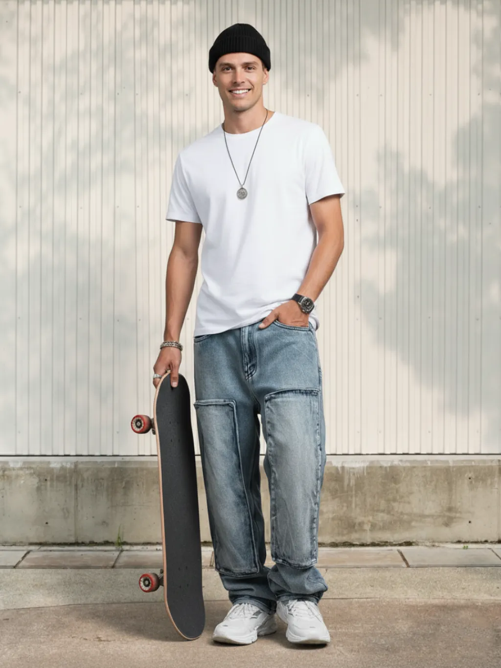 Loose-Fit Skater Jeans with Durable Knee Reinforcement