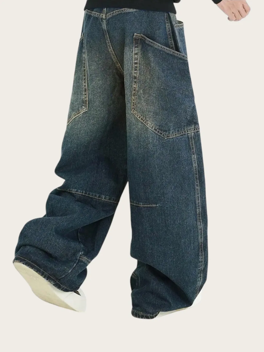Men's Baggy Jeans with Oversized Pockets & Contrast Stitching — a pair designed to be worn everywhere