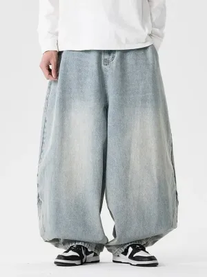 Men's Balloon-Fit Light Blue Washed Jeans — view 2