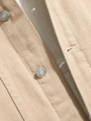Men's Beige Hooded Denim Jacket — view 7