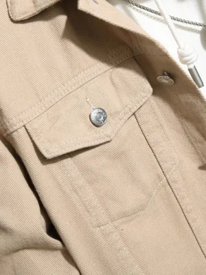 Men's Beige Hooded Denim Jacket — view 8