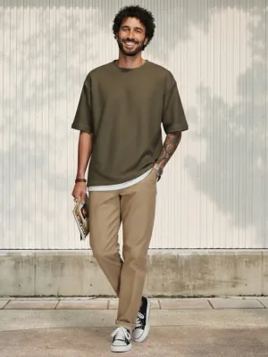 Men's Beige Tapered Jeans, Artisan Finishes — view 1