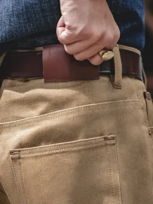 Men's Beige Tapered Jeans, Artisan Finishes — view 5