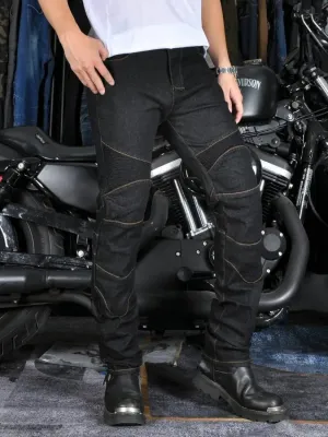 Men's Black Biker Motorcycle Jeans with Protection — view 2