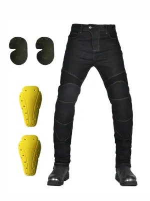 Men's Black Biker Motorcycle Jeans with Protection — view 4
