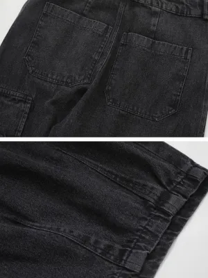 Men's Black Cargo-Style Baggy Jeans — view 6