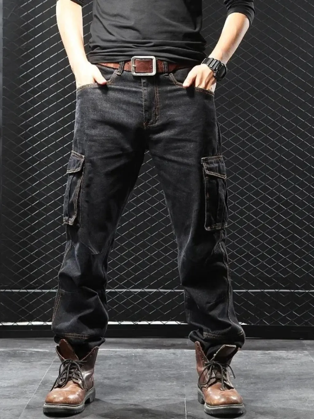 Men's Black Cargo Work Jeans — a pair designed to be worn everywhere