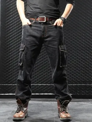 Men's Black Cargo Work Jeans — view 2