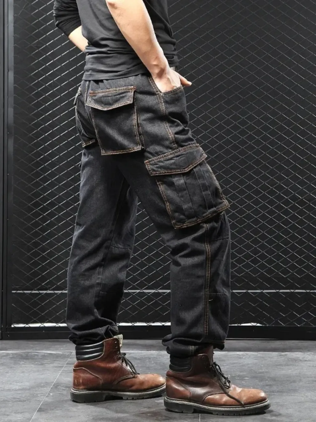 Men's Black Cargo Work Jeans — quality denim, made to last