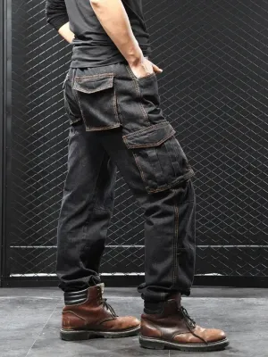 Men's Black Cargo Work Jeans — view 3