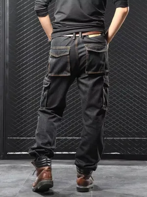 Men's Black Cargo Work Jeans — view 4