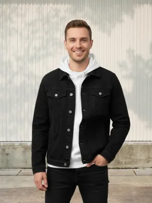 Men's Black Denim Jacket — view 1