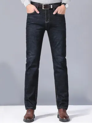 Men's Black Straight Jeans, Elegant Soft Stretch — view 2