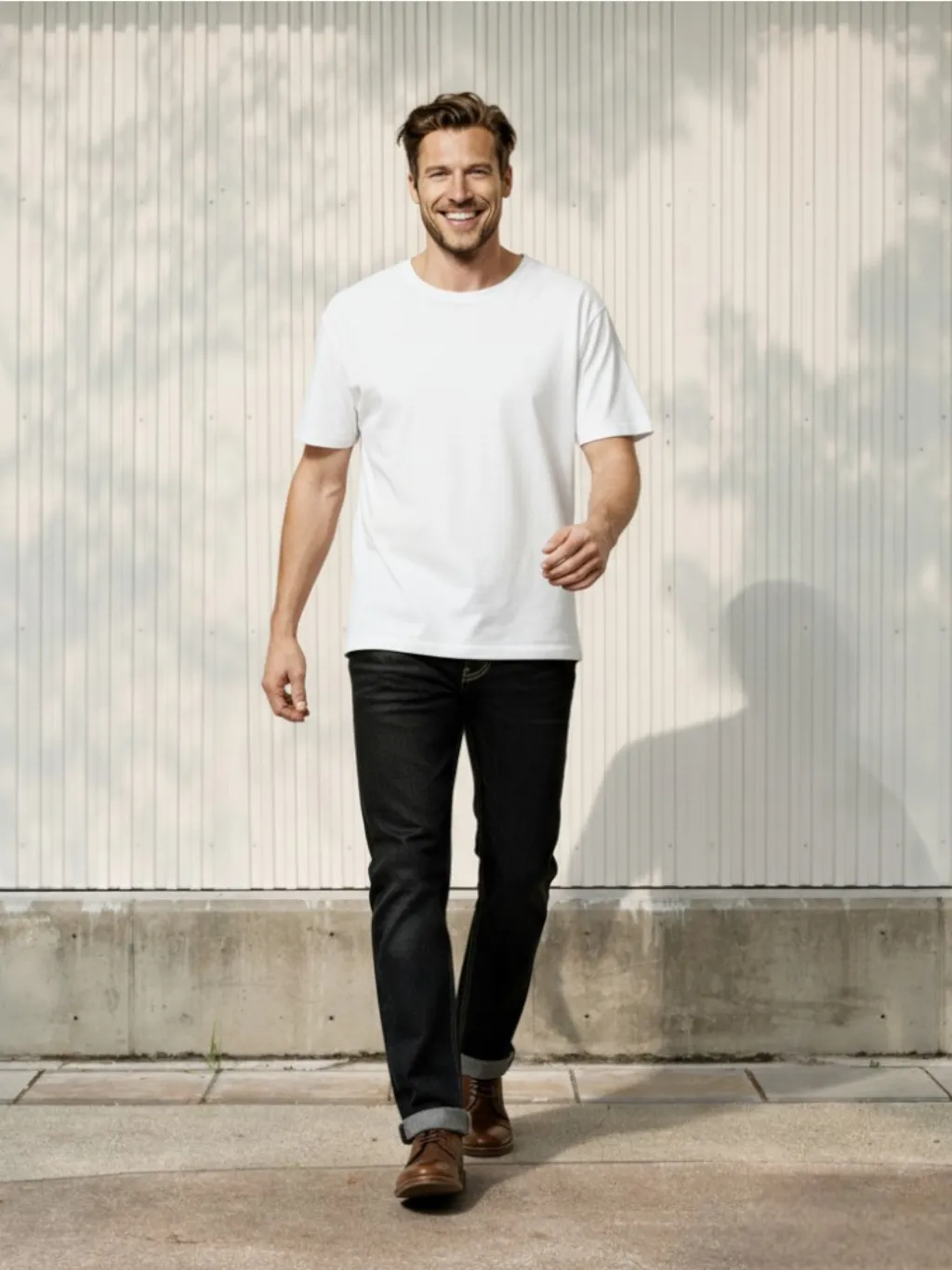 Men's Black Straight Jeans, Timeless Classic Cut