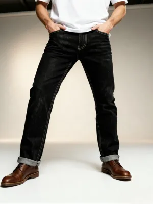 Men's Black Straight Jeans, Timeless Classic Cut — view 2