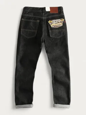 Men's Black Straight Jeans, Timeless Classic Cut — view 7