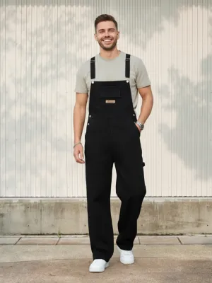 Men's Black Straight-Leg Denim Dungarees — view 1