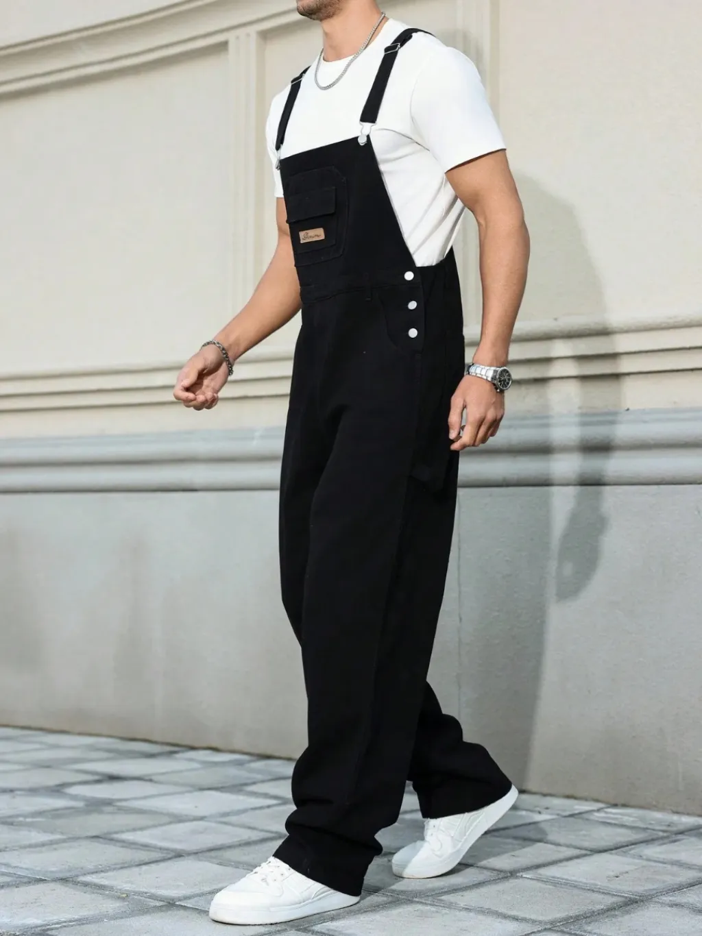 Men's Black Straight-Leg Denim Dungarees — quality denim, made to last