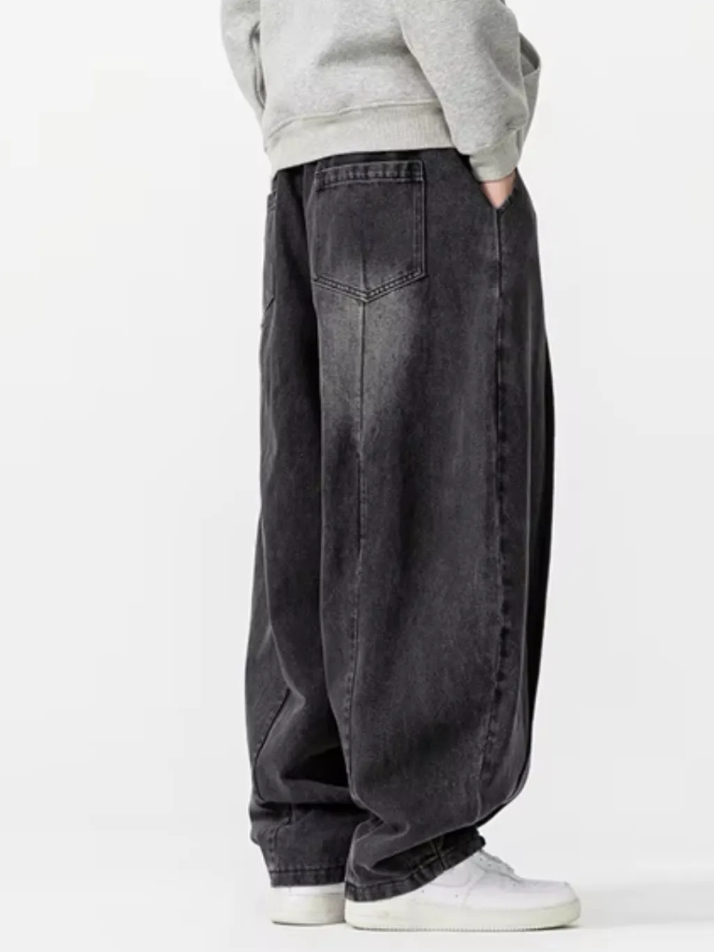 Men's Black Washed Balloon Jeans with Drawstring — endless ways to style it