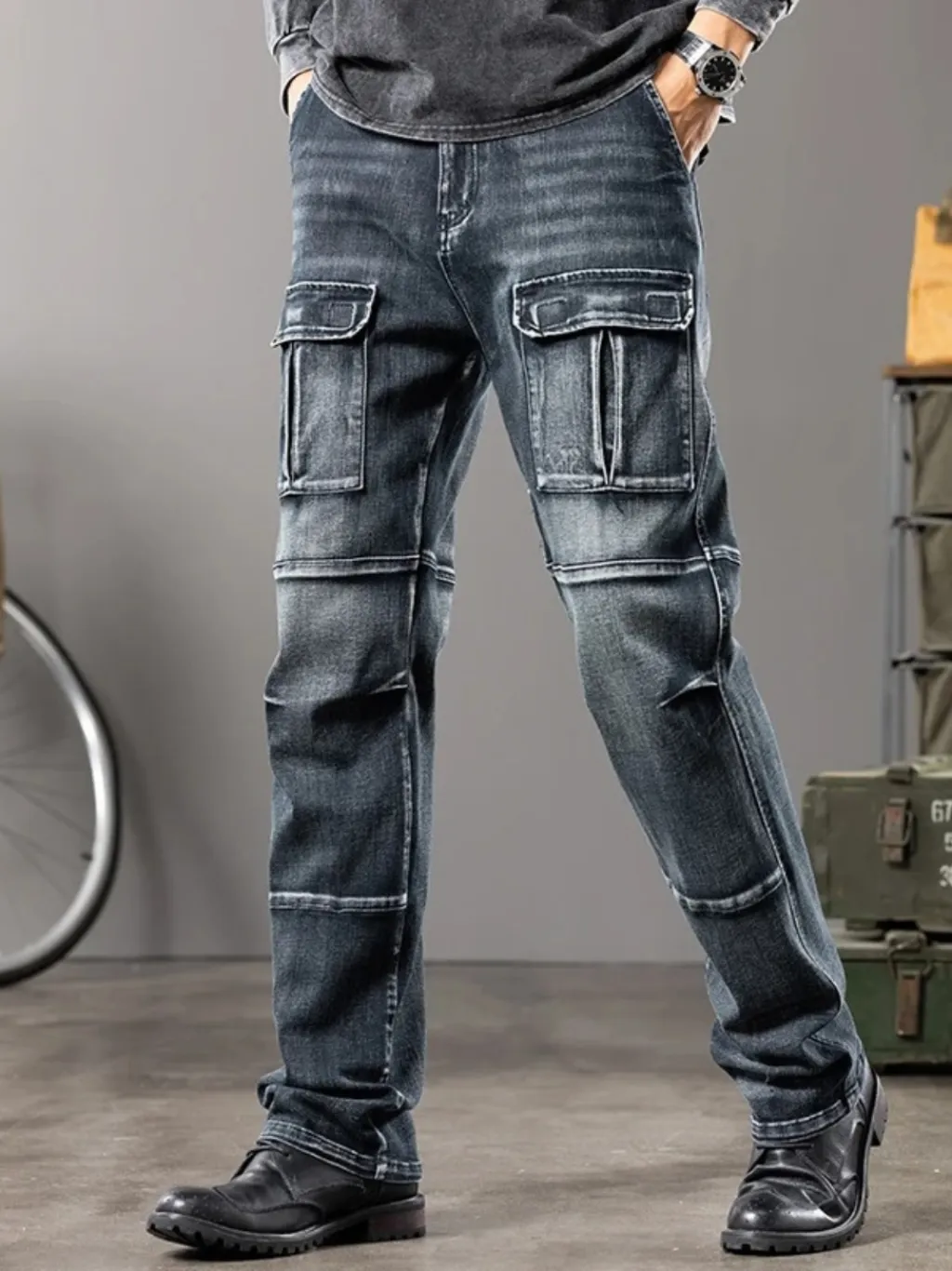 Men's Black Washed Cargo Work Jeans — a pair designed to be worn everywhere