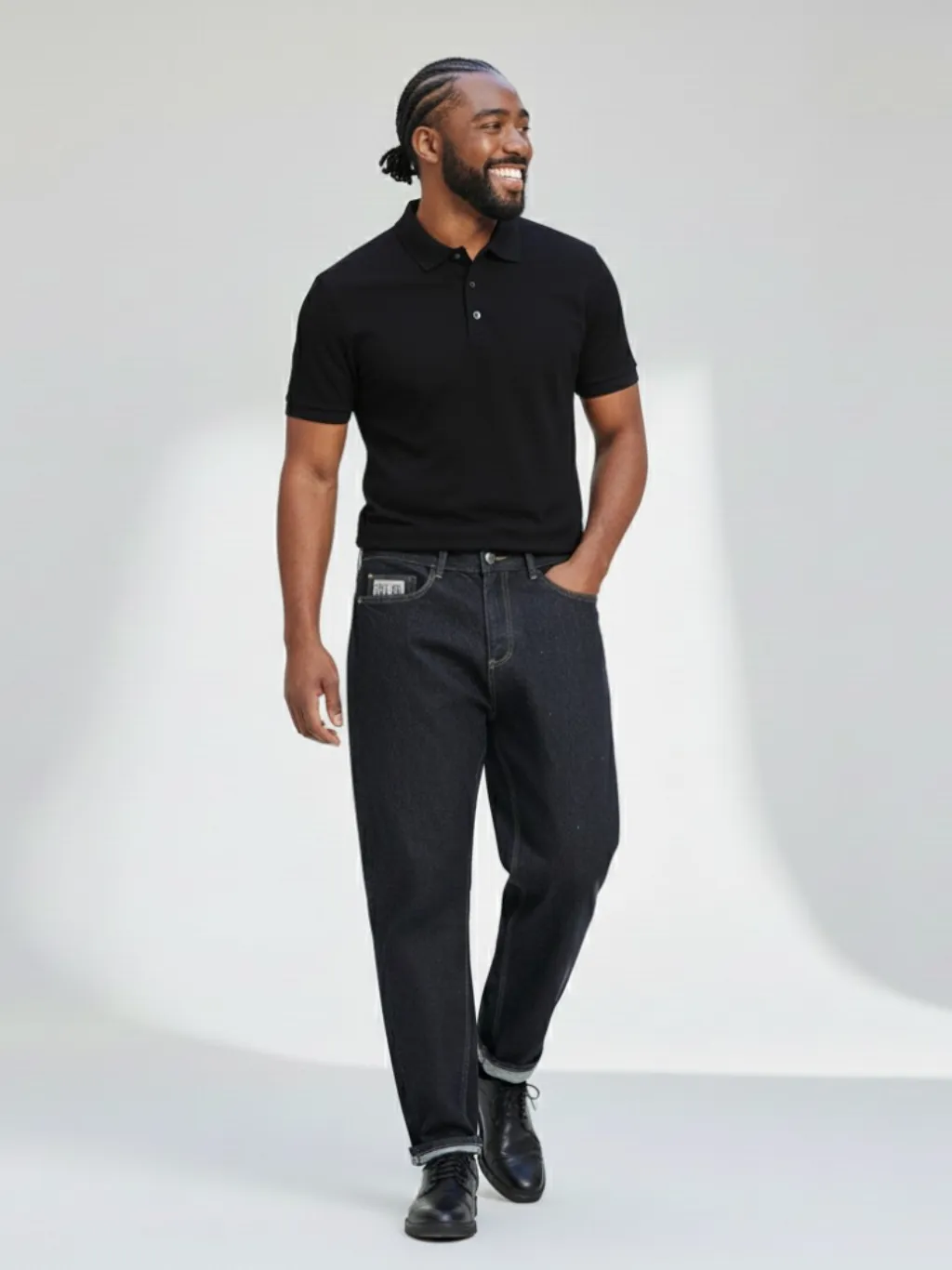 Men's Blue-Black Tapered Jeans, Double-Dyed Denim — a pair designed to be worn everywhere