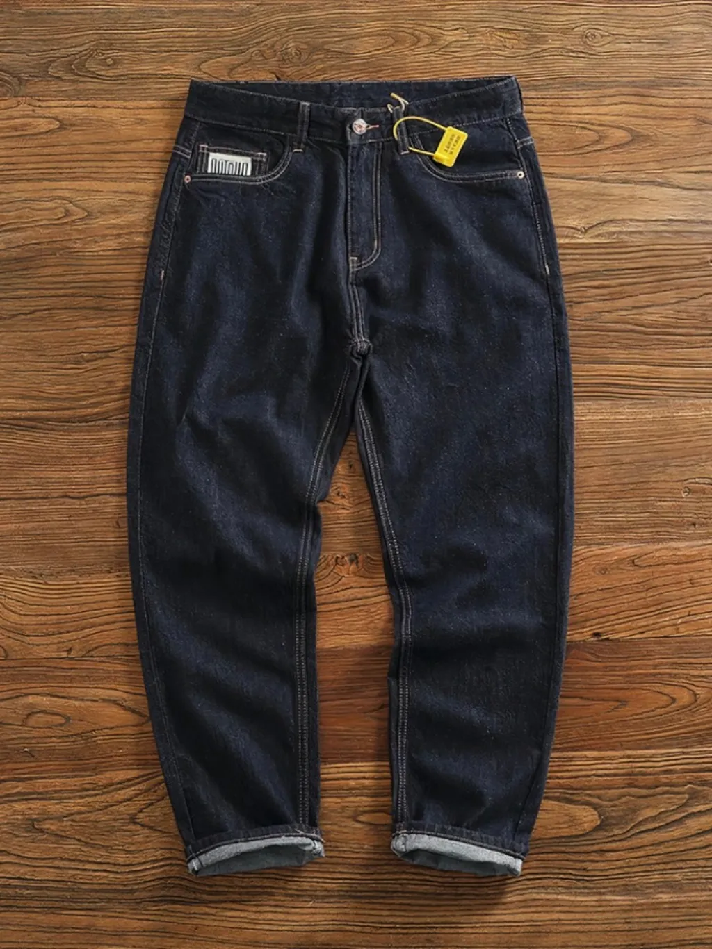 Men's Blue-Black Tapered Jeans, Double-Dyed Denim — quality denim, made to last