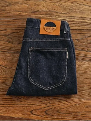 Men's Blue-Black Tapered Jeans, Double-Dyed Denim — view 5