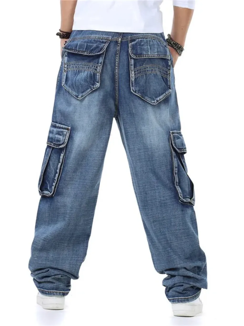 Men's Blue Cargo Jeans with Roomy Pockets — endless ways to style it