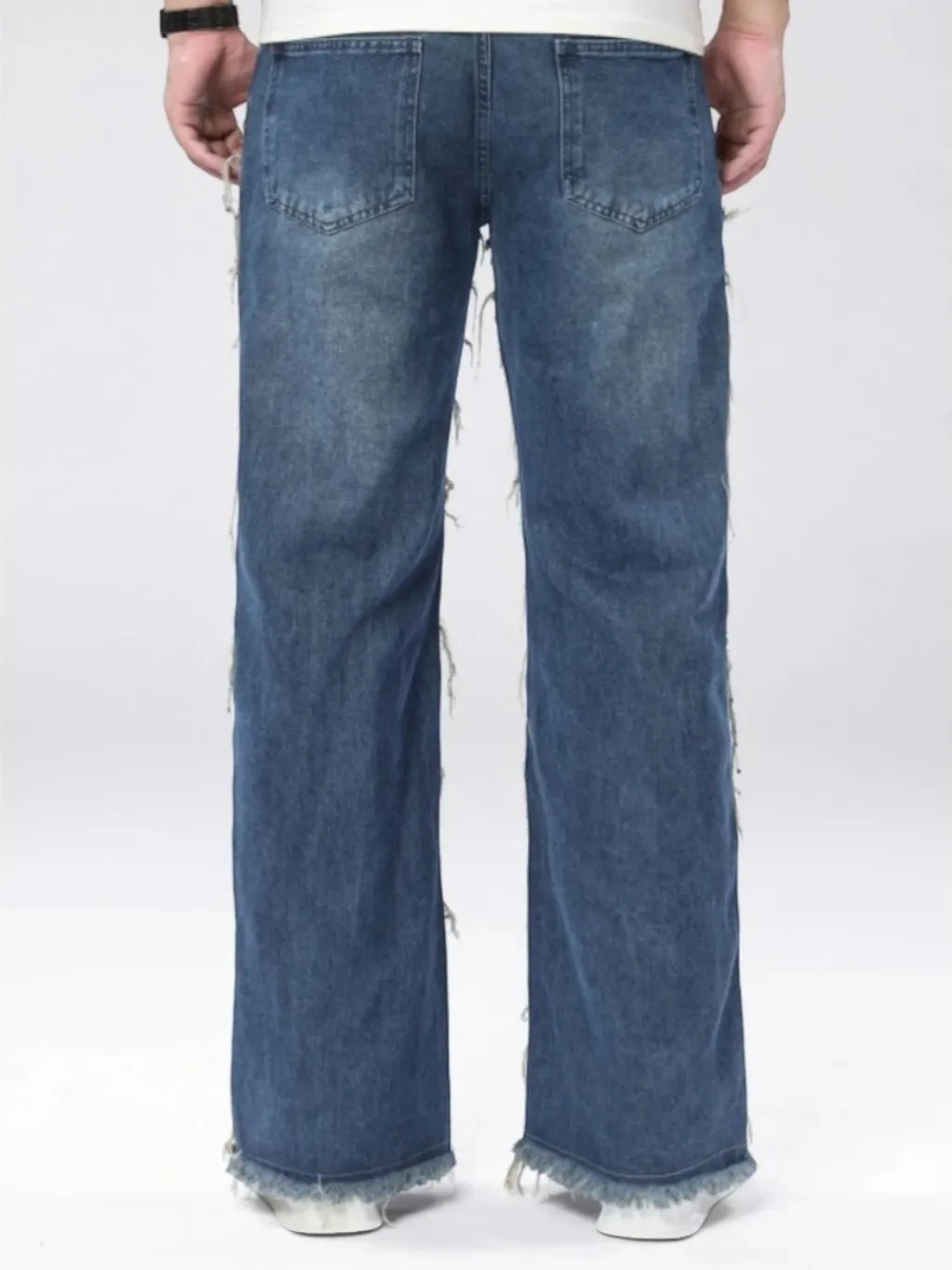 Men's Blue Distressed Baggy Motorcycle Jeans Vintage Style — a pair designed to be worn everywhere