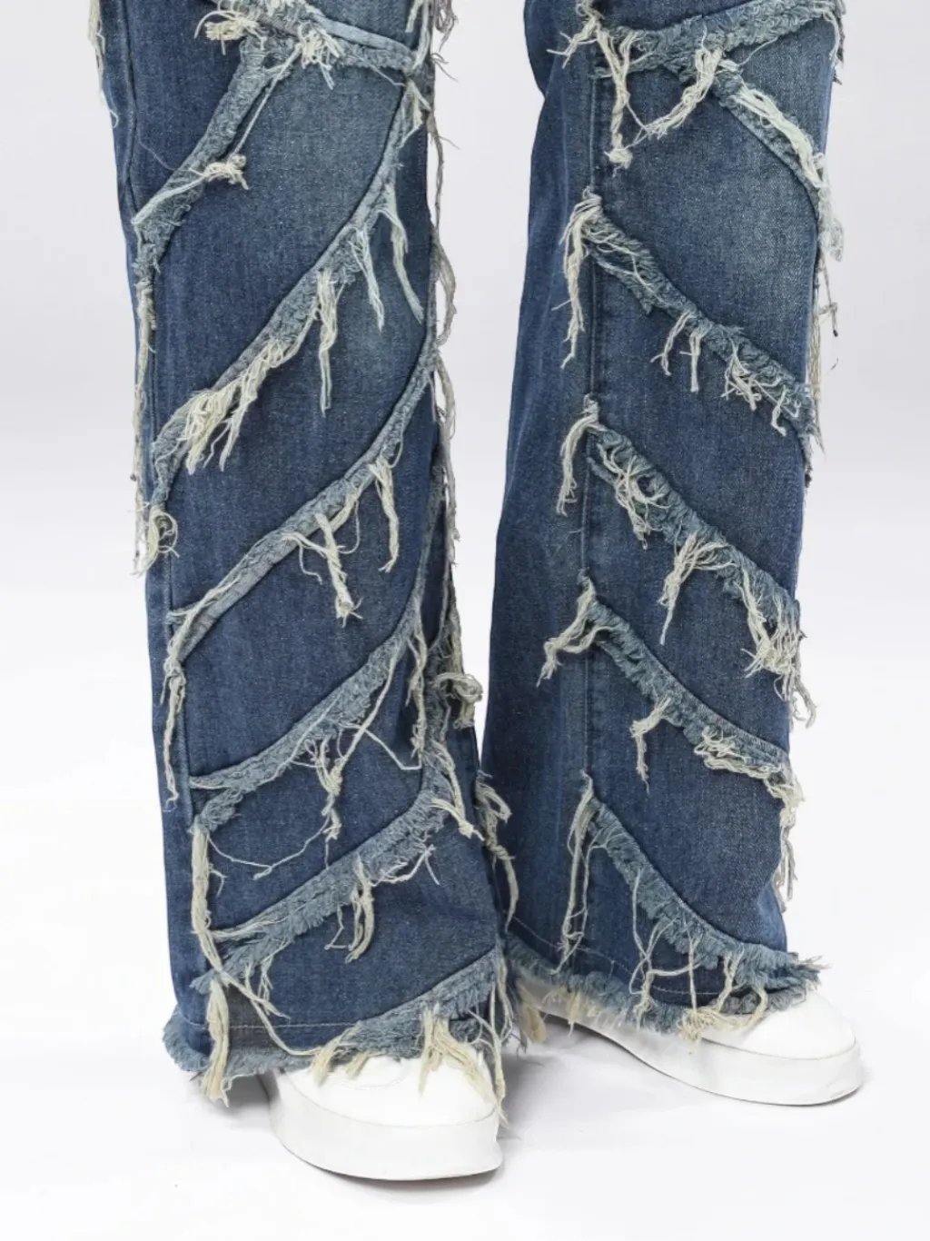 Men's Blue Distressed Baggy Motorcycle Jeans Vintage Style — quality denim, made to last