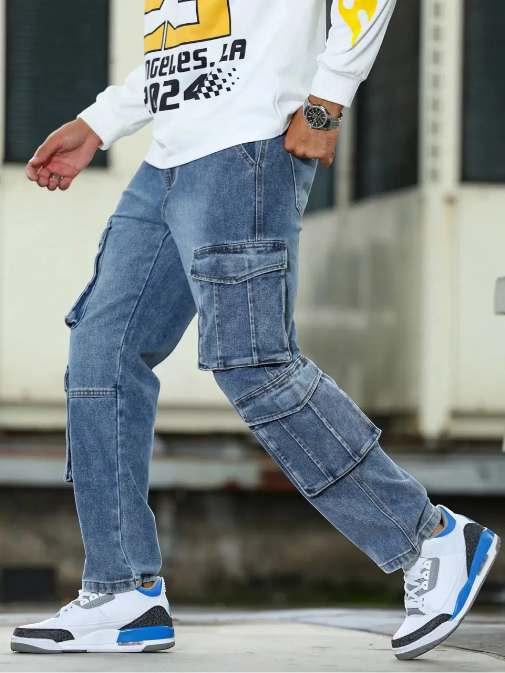 Men's Blue Multi-Pocket Cargo Jeans — a pair designed to be worn everywhere