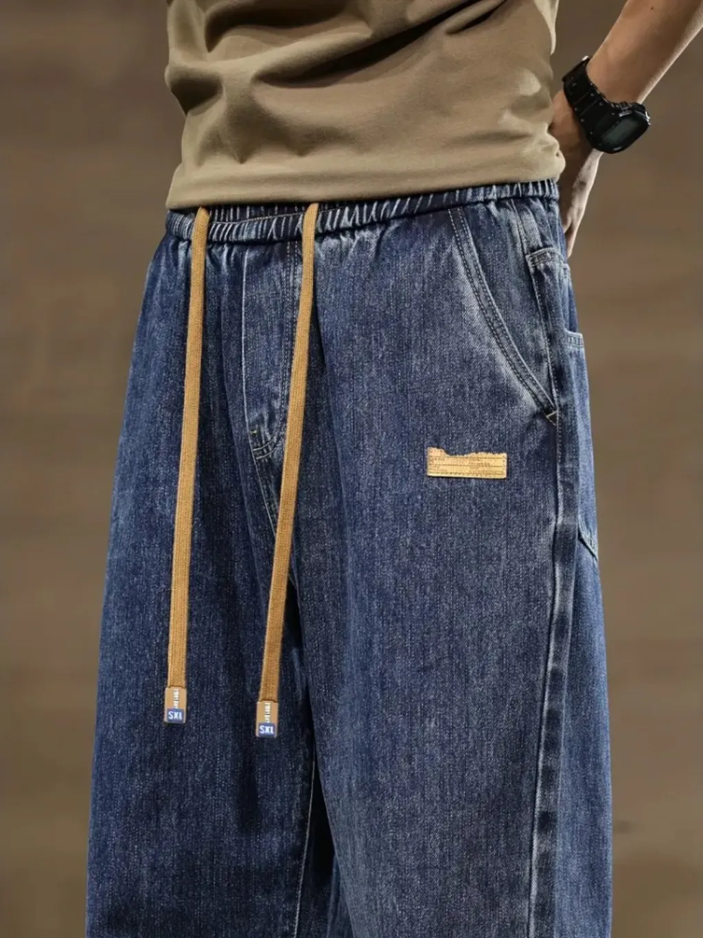 Men's Blue Oversized Jeans with Elastic Waist — a pair designed to be worn everywhere