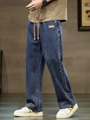 Men's Blue Oversized Jeans with Elastic Waist — view 3